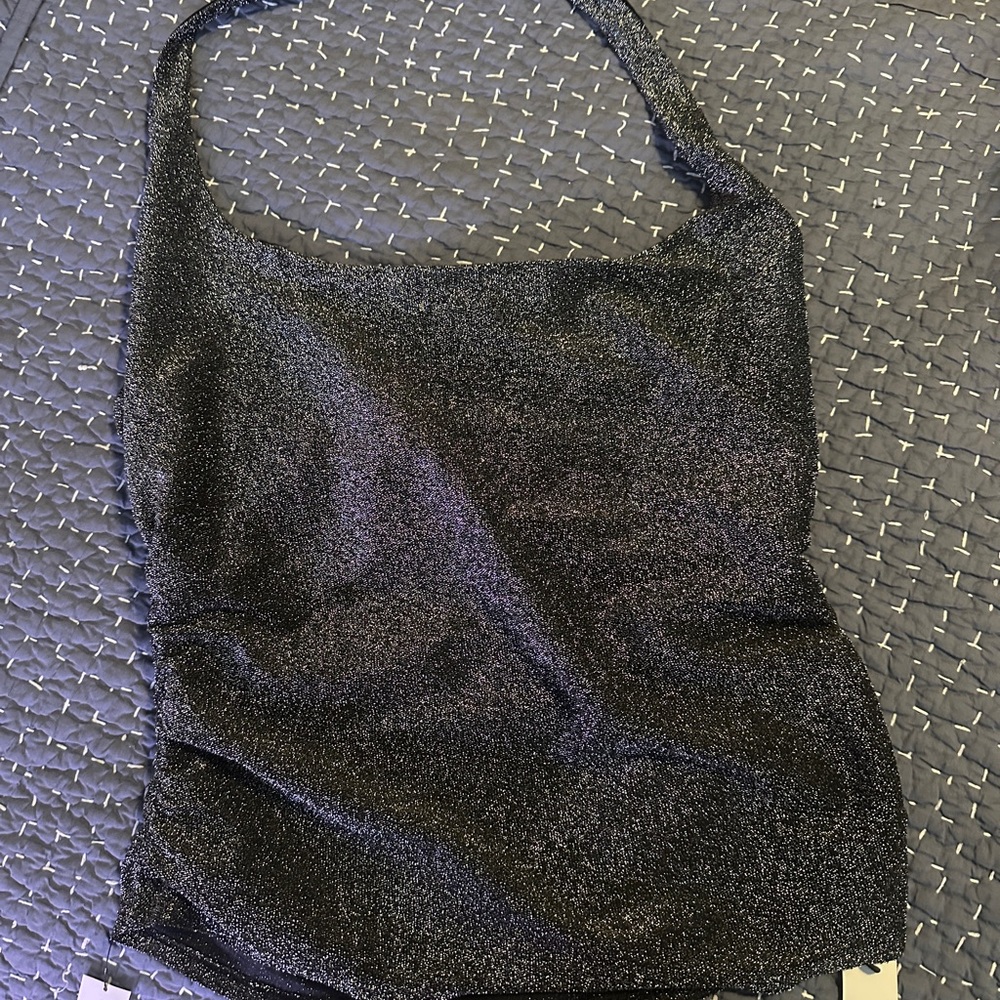 Reformation Black Molly Knit Glitter Tank Top size Large